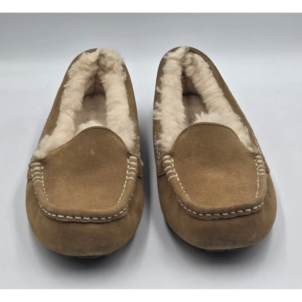 UGG Ansley Slippers Womens 5 Chestnut Sheepskin Moccasin Cozy - Picture 3 of 12